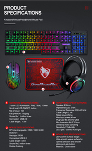 Alfombrilla de ratón RGB para Gaming, Combo de teclado, auriculares, Kit de ratón 4 en 1 para ordenador, nuevo diseño - Product Image 5
