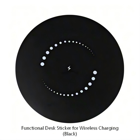 สติกเกอร์ติดโต๊ะอเนกประสงค์สำหรับชาร์จไร้สาย สีดำ