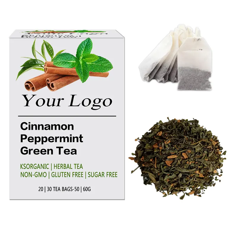 Té de hierbas de marca privada Té verde de menta y canela orgánico