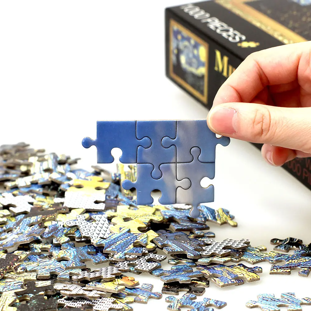 Rompecabezas fabricante feito sob encomenda por atacado 100 500 1000 peças de puzzle cérebro jogo de quebra-cabeças de papelão de papel para adultos