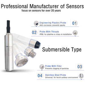 WTsensor 0.5% 高精度10m 20m 0-200m水油柴油油箱液位带显示潜水液位传感器 - Product Image 3