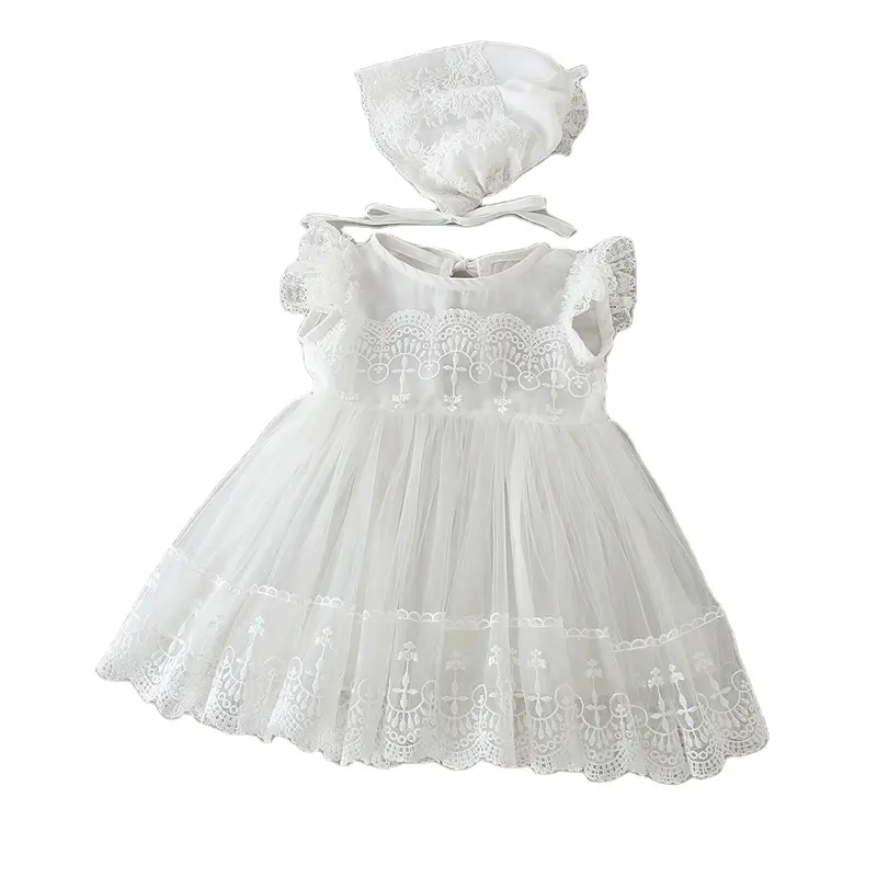 Vestido de encaje blanco de 3 meses para recién nacidos, vestido de cumpleaños para niñas