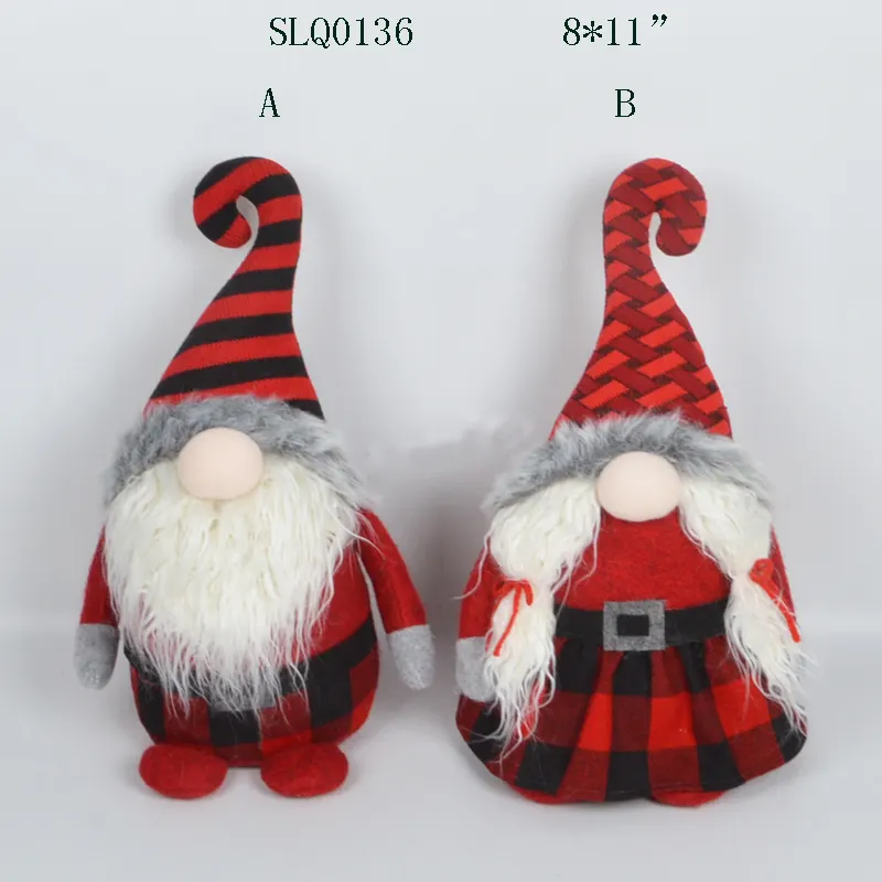 Conjunto de pelúcia xadrez vermelho e preto, conjunto de duas peças de enfeite de natal da senhora deputada e senhora gnome