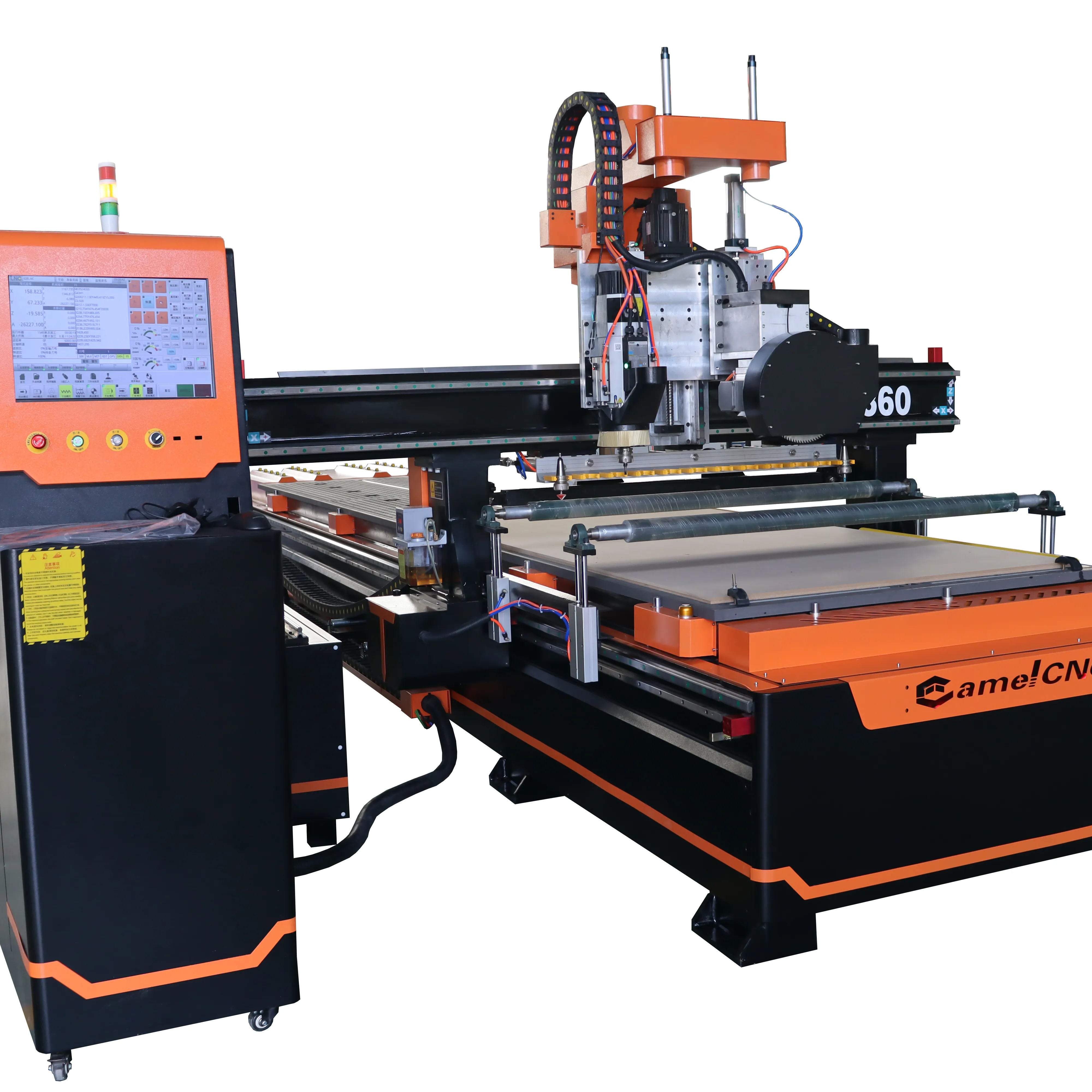 Máquina de carpintería de alta velocidad, enrutador CNC ATC de CA-1360 con cargador de 12 herramientas y hoja de sierra