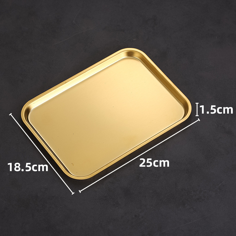 18x25 cm rectangular dessert/drink plate (gold)