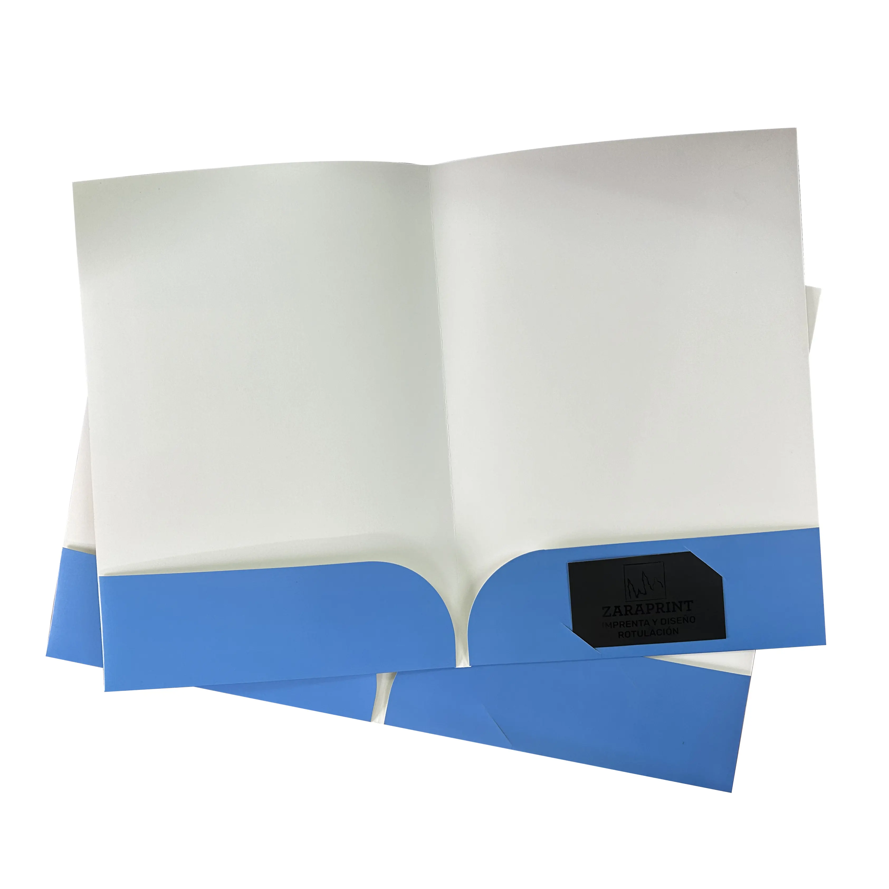 Folder laminasi dua sisi 2 saku dengan logo kustom folder kertas 250G A4 dengan slot kartu bisnis warna penuh