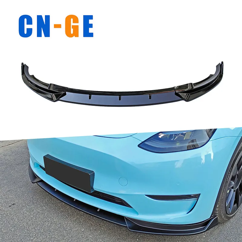 CNGE Manufactory Three-Segment Front Lip Bumper Lip For Tesla ModelY Y 2020+ PP Material Front Shovel