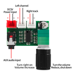 Placa de amplificador de potencia de salida doble de 3W, perilla de volumen Pam8403, entrada auxiliar y fuente de alimentación USB de 5V, amplificador Digital para altavoces - Product Image 3