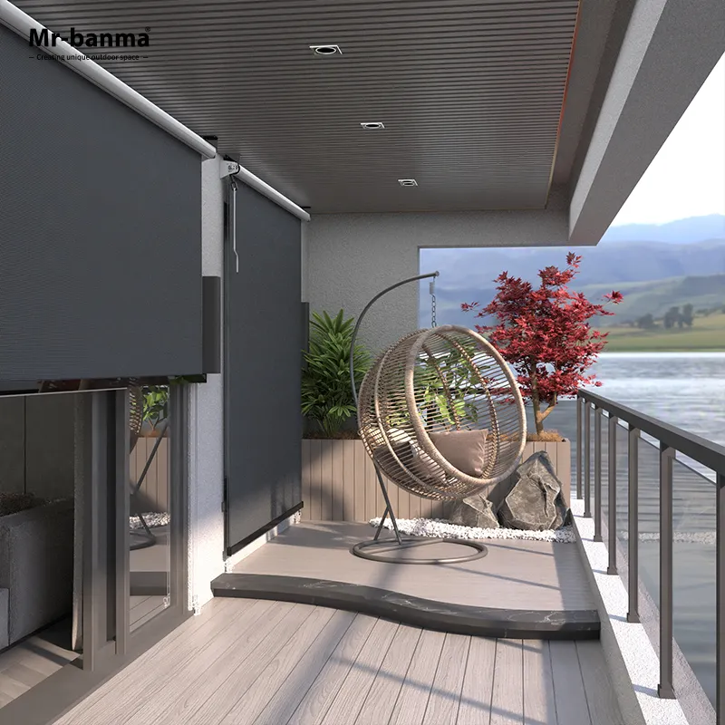 Persianas enrollables de Motor manual de manivela enrollable impermeable multifuncional para Balcón de porche al aire libre