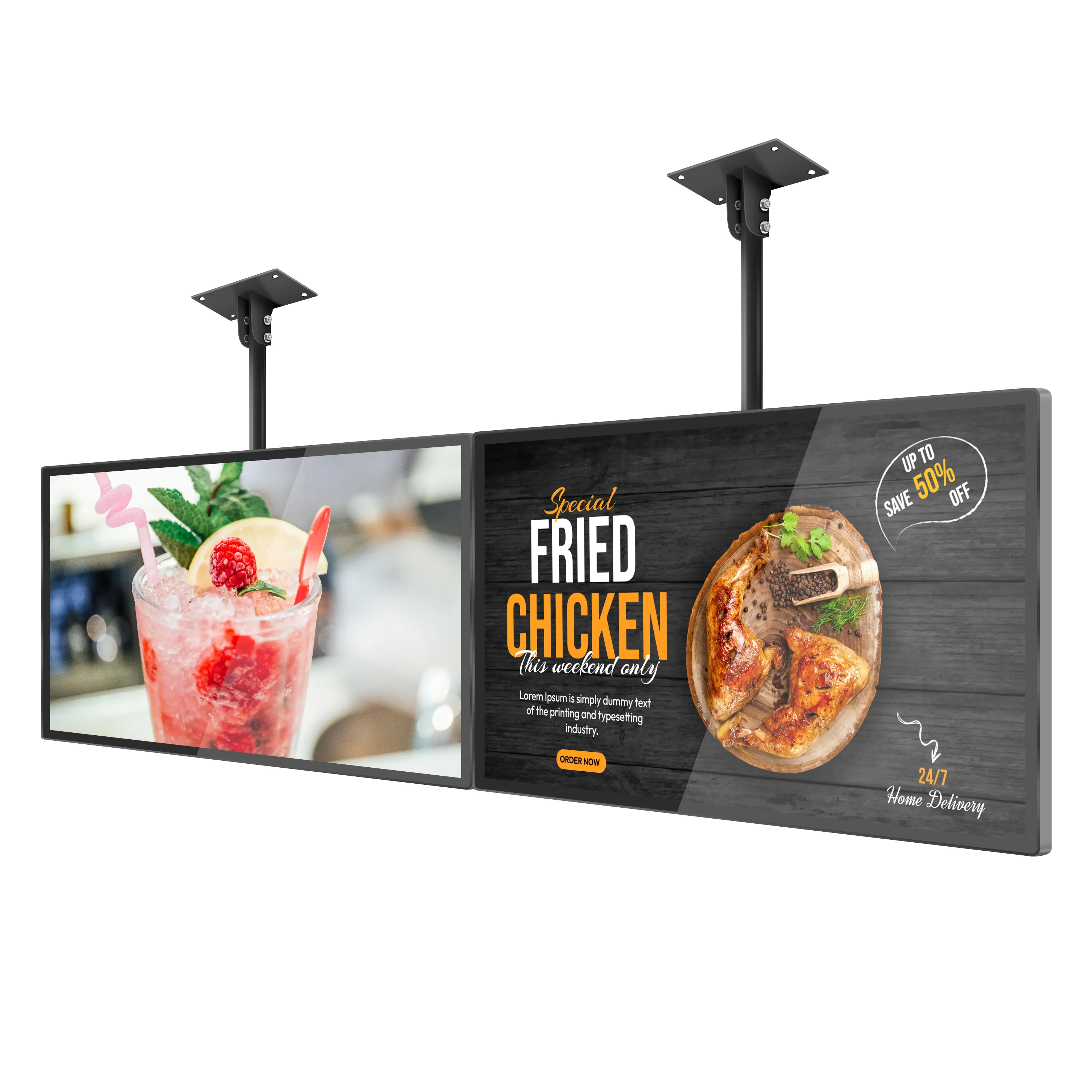 Panneau de Menu numérique LCD mural Super mince de 65 pouces, haute luminosité, affichage et affichage numériques pour Restaurant