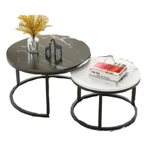 Bent Black Gold Metal Side Marble Stone Mdf Wood Contemporary Round Nesting Coffee <strong>Table</strong> Nest of <strong>3</strong> <strong>Table</strong> <strong>Set</strong> Nesting <strong>Table</strong> - Product Image 2