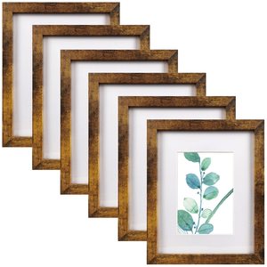 Resim çerçeveleri, ahşap kolaj resim çerçevesi 8x10 resim çerçevesi kahverengi 6 Set, ekran resimleri 5x7 Mat veya 8x10 Mat olmadan - Product Image 1