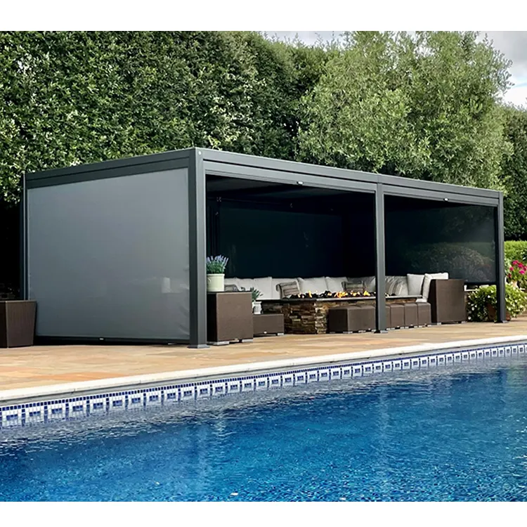 luxury patio waterproof hardtop gazebo garden pergola aluminium outdoor hardtop louvered pergola