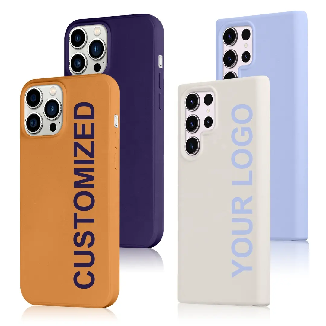 Capa de silicone para celular, capas personalizadas de borracha de silicone TPU para celular, em estoque, para iPhone 15, 14, 13, 12, 11, S24, S23, ideal para celular