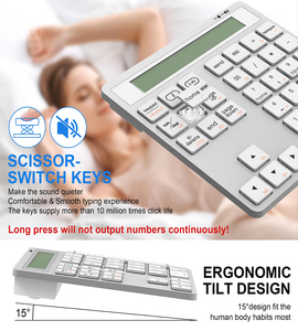 Teclado numérico inalámbrico de modo dual BT ergonómico con calculadora de pantalla 2 en 1 teclado numérico inalámbrico portátil para ventana/PC - Product Image 3