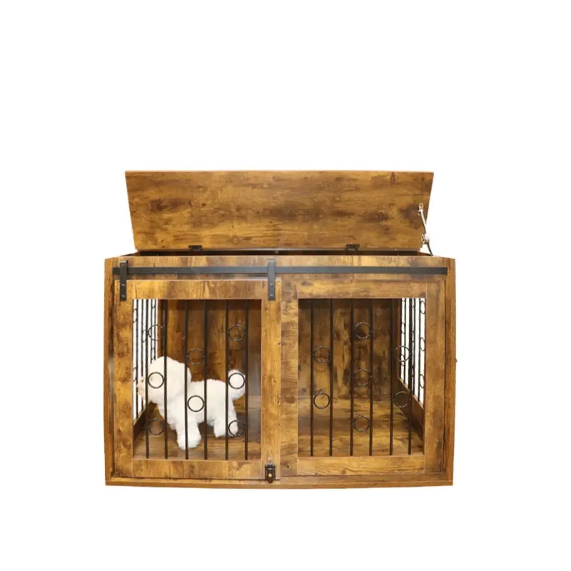 Lồng cho chó nhà ở vật nuôi đồ nội thất bằng gỗ chó Crate đồ nội thất lồng cho chó lồng với cửa trượt