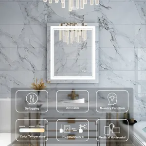 Modern Illuminated Bathroom Smart Led Hinged Makeup Mirror with Led <strong>Light</strong> Touch <strong>Sensor</strong> and Anti-Fog <strong>Function</strong> - Product Image 4