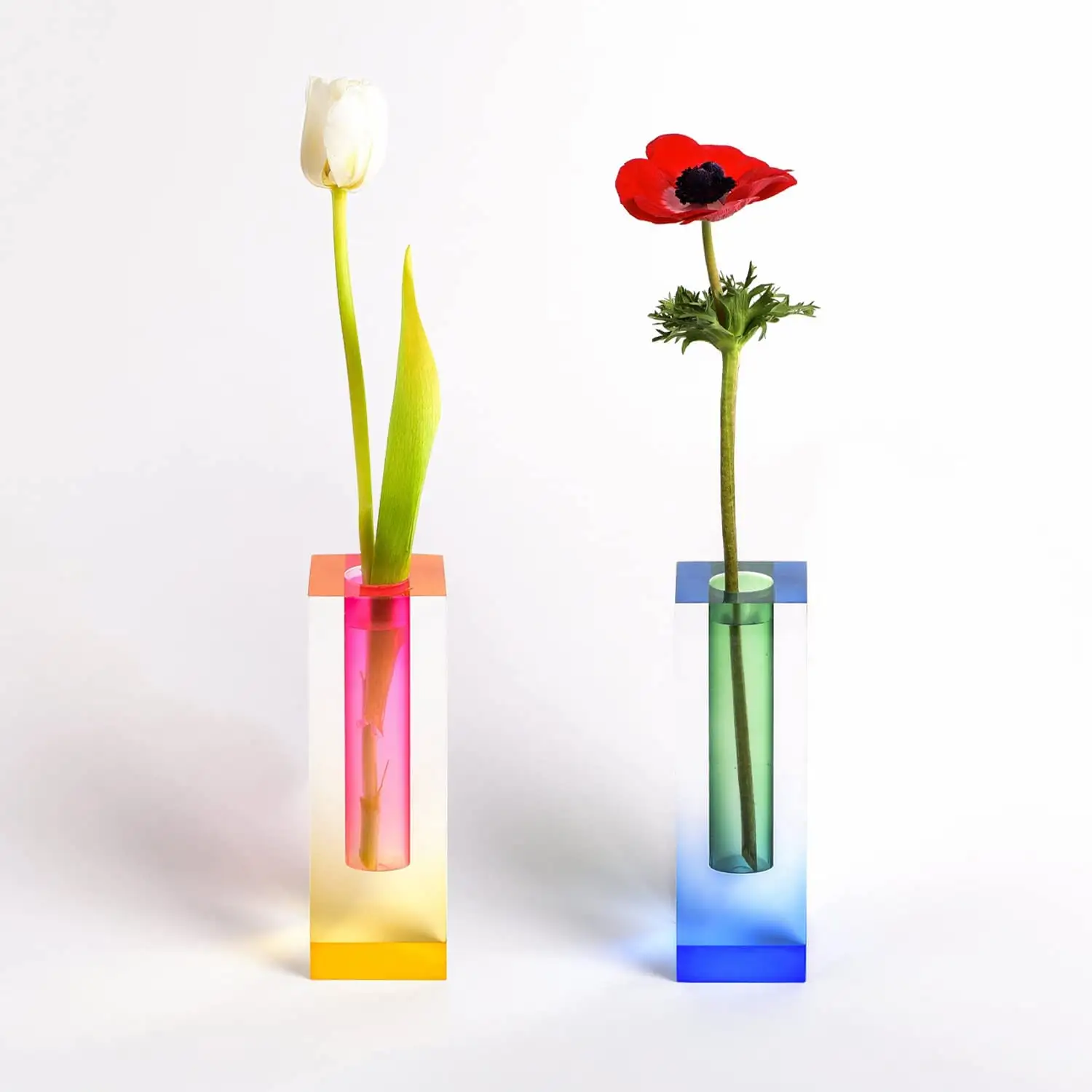 Vaso de flores acrílico, vaso para sala de estar, colorido, de plástico, iridescente