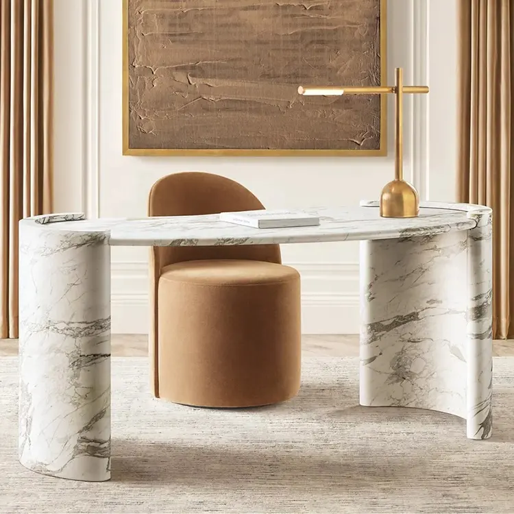 Bàn đá cẩm thạch hiện đại đơn giản Thiết kế văn phòng bàn đầy đủ tự nhiên bằng đá cẩm thạch nghiên cứu bảng bàn
