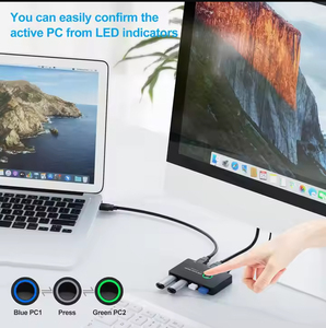 USB3.0 7-Port <strong>KVM</strong> HD <strong>Switch</strong> High-Speed Desktop Monitor Mouse Keyboard Share One-Button Switcher for 2 Computers