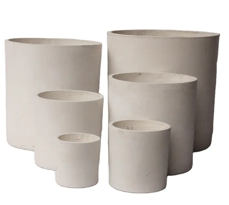 Vaso de plantas do cimento externo da argila do cilindro