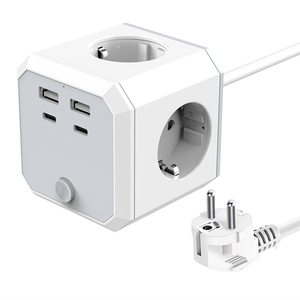 Hot Popular Cube power Socket Extension da 1 a 4 cavi con 2 prese per interruttore porta di ricarica USB + tipo C