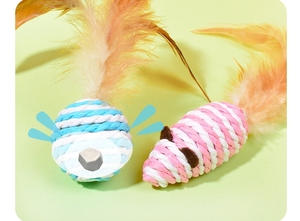 Juguetes de ratón de sisal para gatos grandes con cola de plumas y hierba gatera para masticar y rascar gatos, juguete interactivo para ratones hechos en China - Product Image 5
