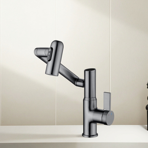 Duy nhất-lỗ núi phòng tắm vòi Gun màu xám multiazimuth xoay cánh tay xoay lưu vực bồn rửa vòi hiển thị kỹ thuật số Made - Product Image 5