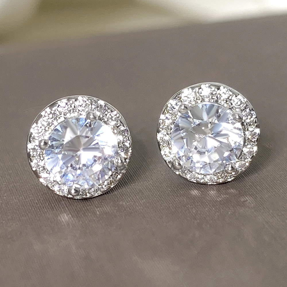 Rhodium plated white stone