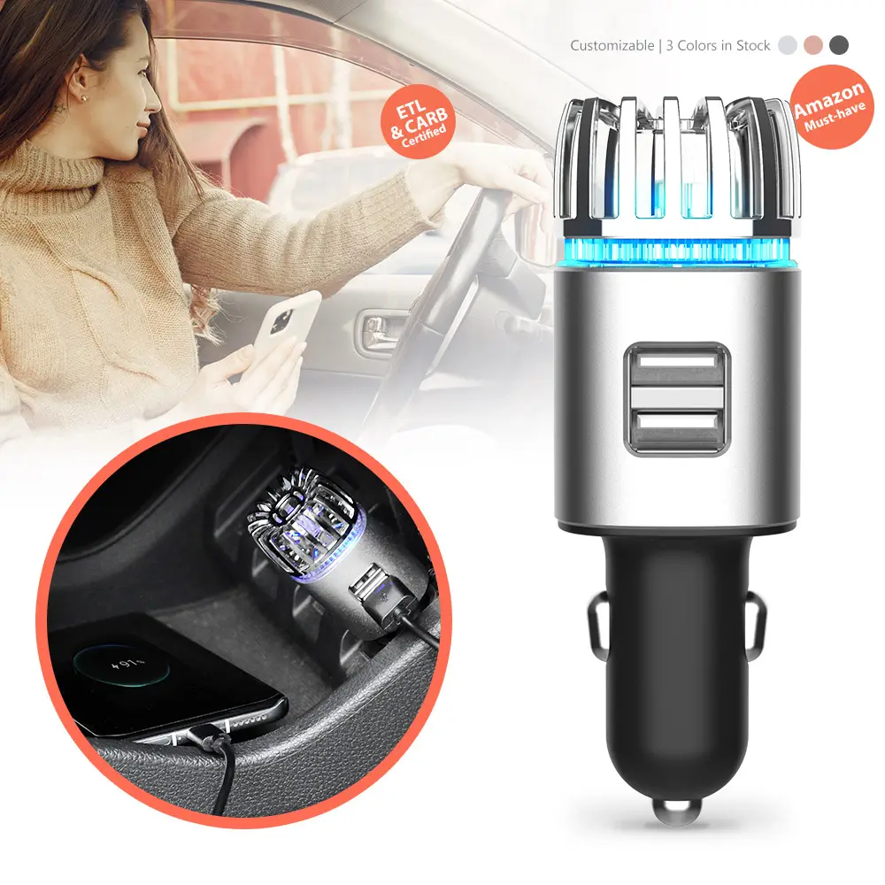 IONKINI 9ª Geração JO-6291 Dual Car Charger Ion Negativo Pequeno Iônico Air Cleaner Mini Ionizador Purificadores De Ar Do Carro