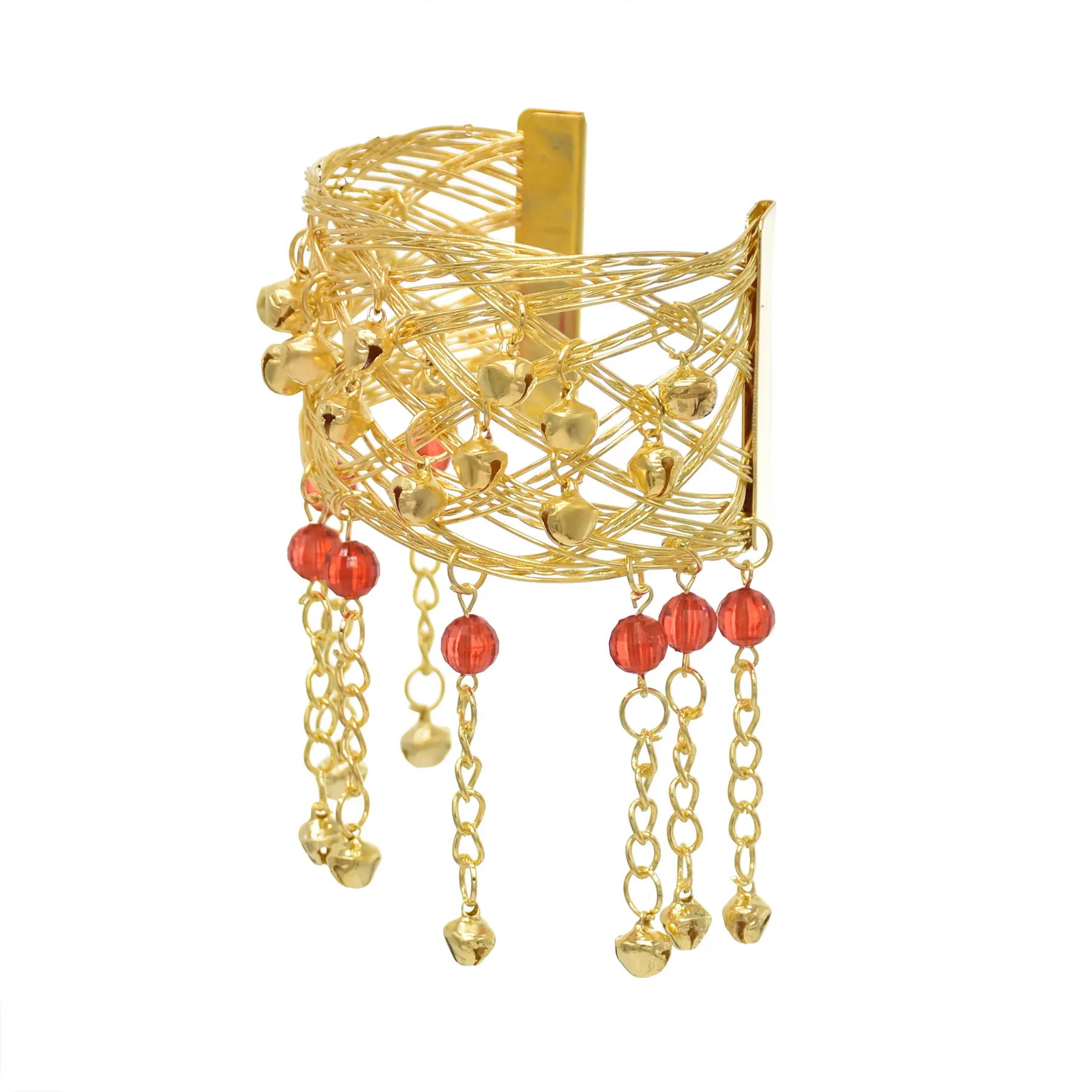Pulsera de campana dorada para danza del vientre, brazalete de joyería gitana, cadena de brazo, decoración de mano, accesorio de disfraz de Halloween