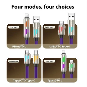 Super Fast 4-in-1 Charging USB-C Cable RGB Colour LED Data Cable for Laptop Tablet Android &amp; IOS Devices - Product Image 3