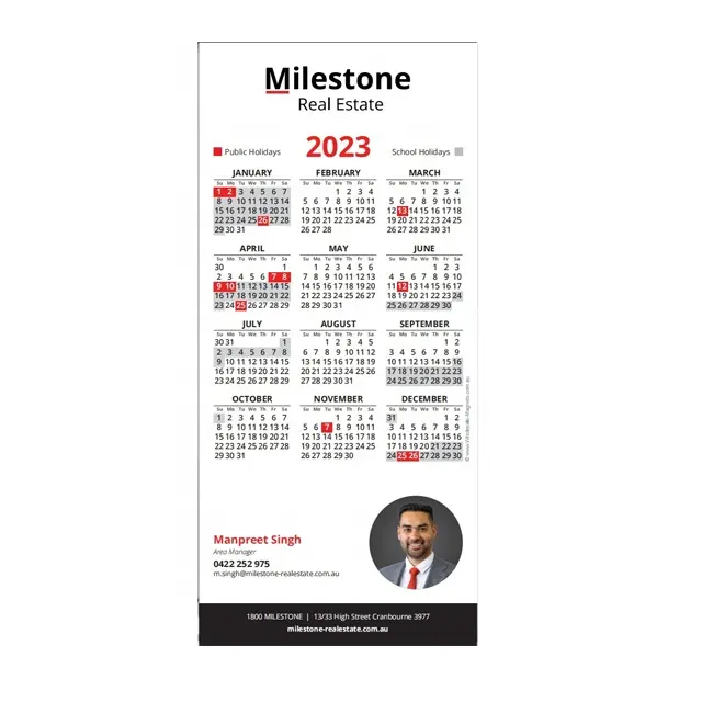 2023 2024 imán de nevera promocional personalizado imán de nevera de calendario para bienes raíces
