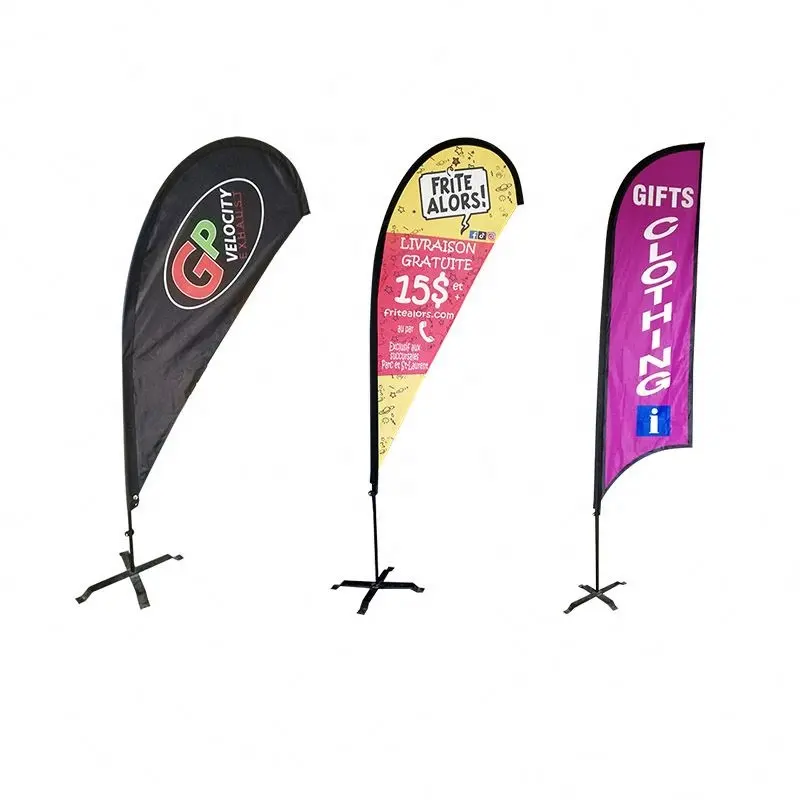 Mostra articoli promozionali campagna striscioni volanti in poliestere bandiere da spiaggia Swooper bandiera a goccia bandiera piuma per gioco sportivo