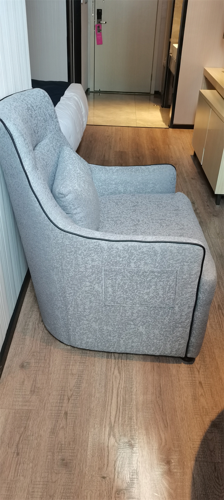 foshan furniture factory fabric solid wood frame gray technology cloth sponge modern style light luxury living room sofa