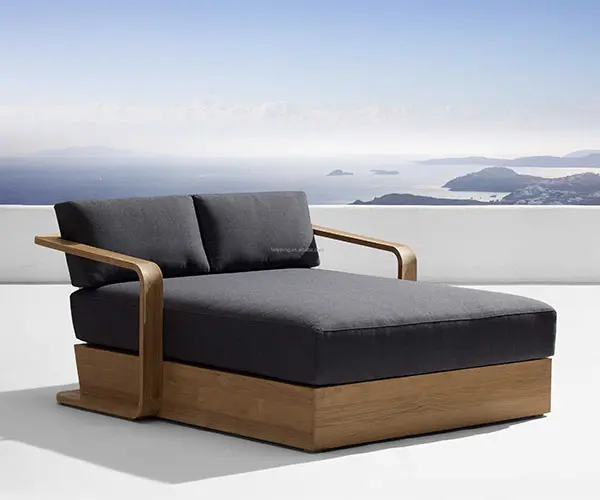 高級無垢材サンベッドガーデンチーク木製ベッドスイミングプールサンラウンジャー無垢材家具チーク屋外椅子