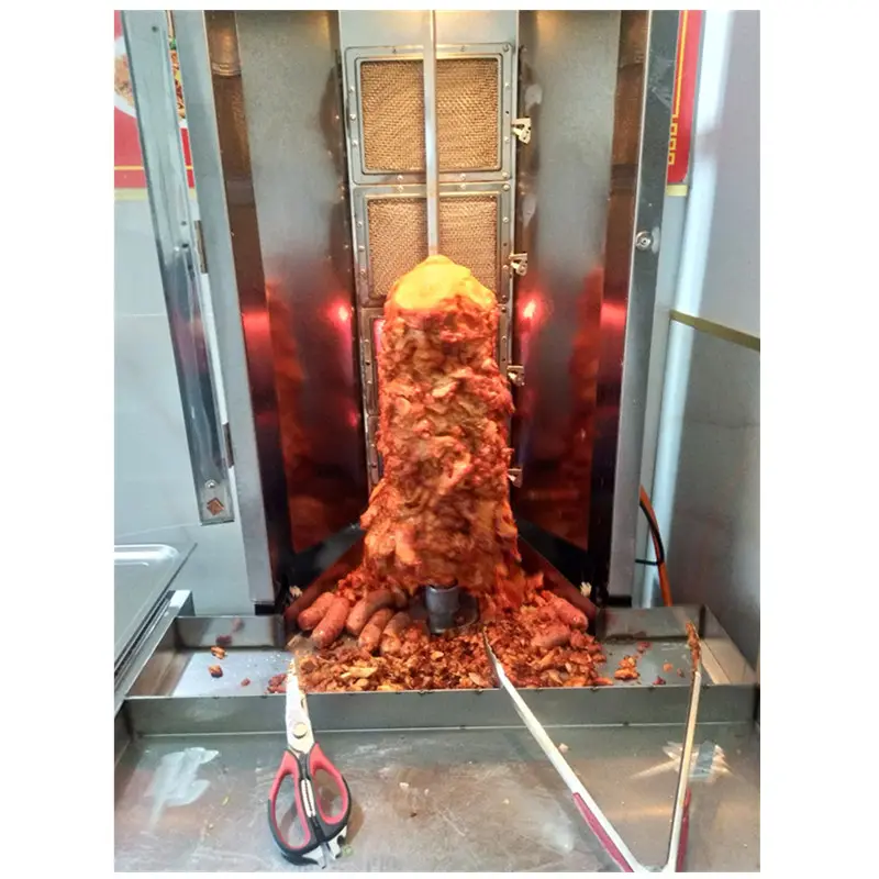 Shawarma-máquina de parrilla de gas kebab, parrilla vertical giratoria automática para barbacoa