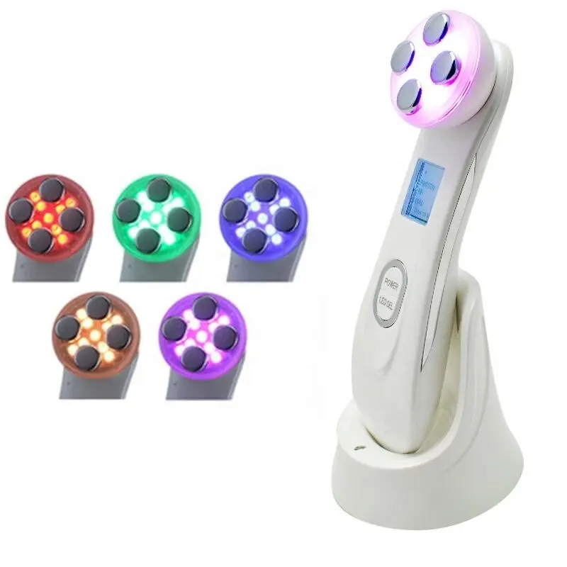 5 Color LED Photon Electroporation RF Face Beauty Massage Radio Frequency Face Lift Skin Rejuvenation Remove Wrinkle Home Use