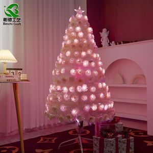 White PVC Christmas Tree with Pink Fiber Optic for Home Decor and Mall Display <strong>Creates</strong> Festive Atmosphere