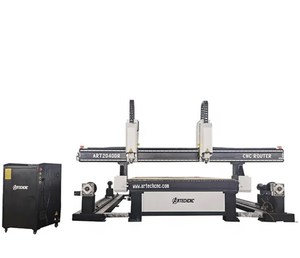 ARTECH 4 Axis 2040 Sistema de Control Syntec rotatorio de doble husillo Cilindro tallado Cnc Máquina de enrutador de corte de grabado de madera