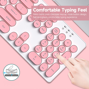 TF770 2.4G <strong>Wireless</strong> <strong>Keyboard</strong> <strong>Mouse</strong> <strong>Combo</strong> Retro Punk Round Keycap Comfortable Mute Typing <strong>Keyboard</strong> <strong>Mouse</strong> for PC Laptop - Product Image 6