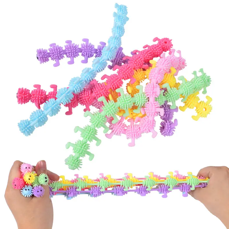 Hirsrian Fidget erişte sıkı dizeleri stres oyuncakları duyusal solucan erişte dizeleri gökkuşağı renk sıkı stres giderici oyuncak