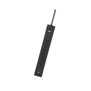 牙买加百思买ETL美国125V 14/3AWG 15A 6插座电涌保护器电源板，带<span class=keywords><strong>USB</strong></span> A + C 5V/2.4A 6英尺/1.8米铜线