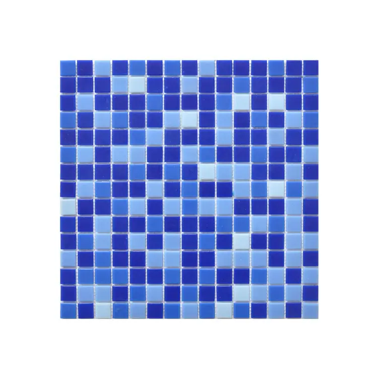 Hot-Melting Cheap Blue Square Glass Swimming Pool Mosaic Tile