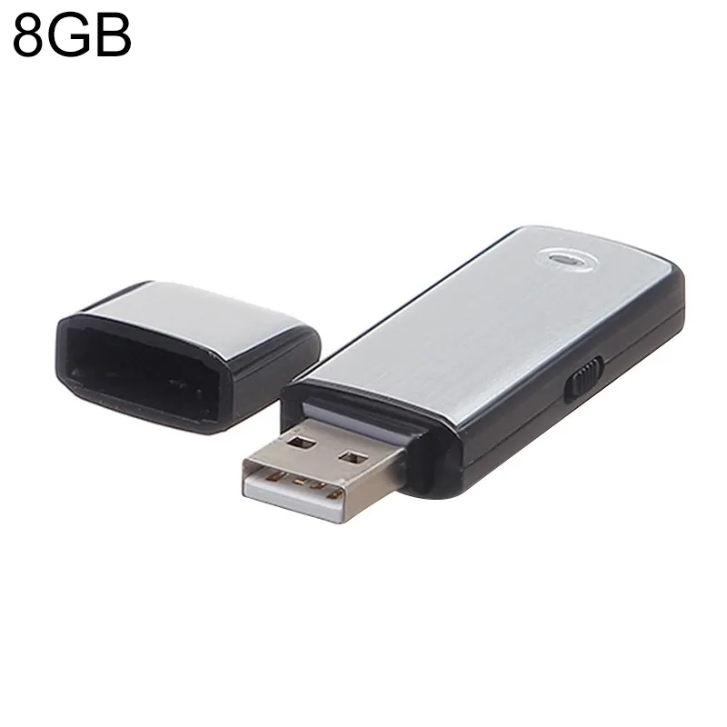 เครื่องบันทึกเสียง USB แบบพกพาพิเศษและแฟลชดิสก์ USB 8GB พร้อมไฟแสดงสถานะ (สีดำ)