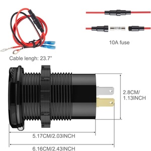 12v汽车充电器插座双快速充电3.0 PD USB C汽车USB端口电压表电源开关DIY船用总线房车充电器 - Product Image 5