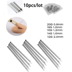 OEM 100個ボディピアス針10G <span class=keywords><strong>12G</strong></span> 13G 14G 15G 16G 18G 20G使い捨て耳鼻へそ乳首リップピアス針