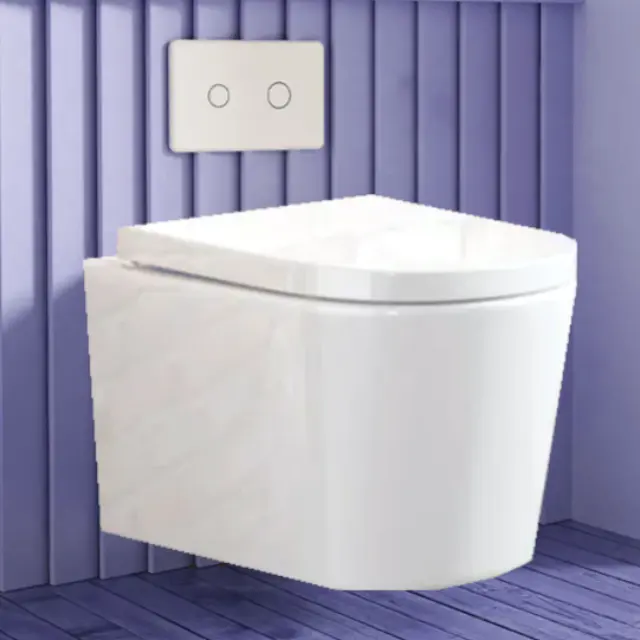 Dairesel taban banyo çerçevesiz su dolap seramik WC tek parça beyaz klozet kapağı grafik tasarım Modern otel SUNRISE 5 yıl