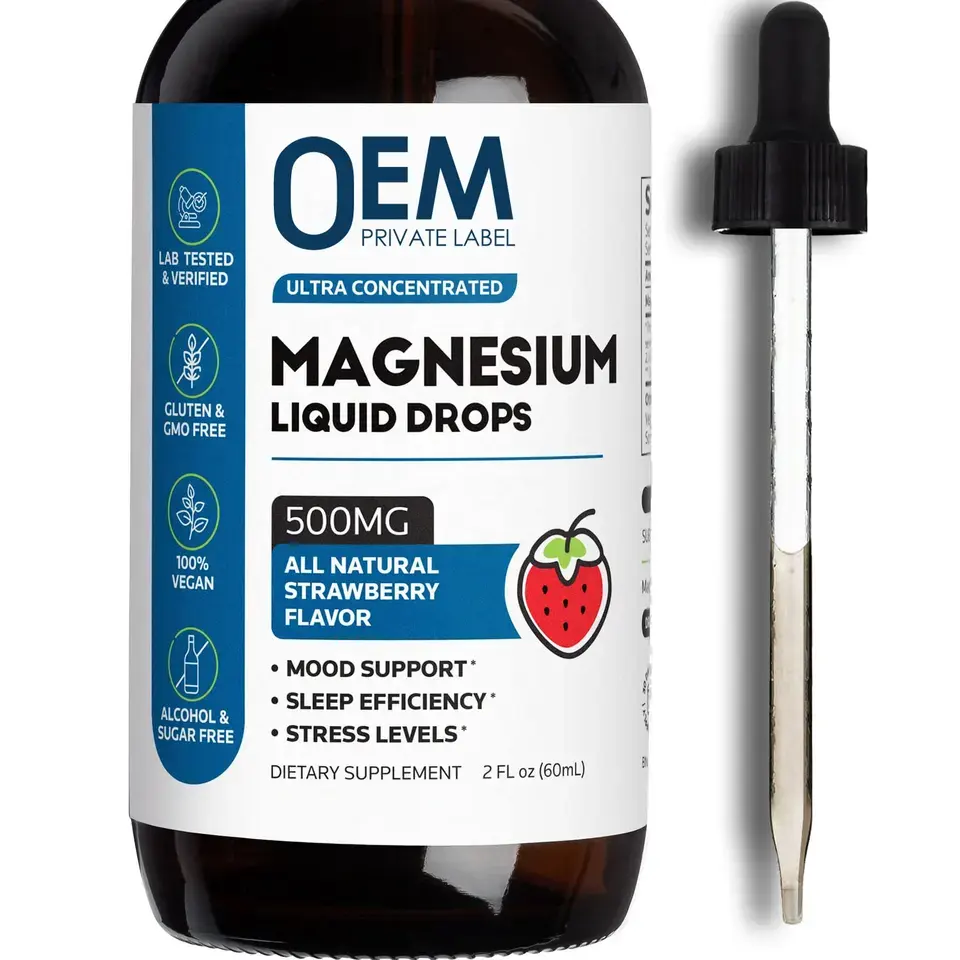 Biocaro Custom Private Label Magnesium citrat Flüssigkeits tropfen Magnesium glycinat Ergänzung Magnesium tropfen
