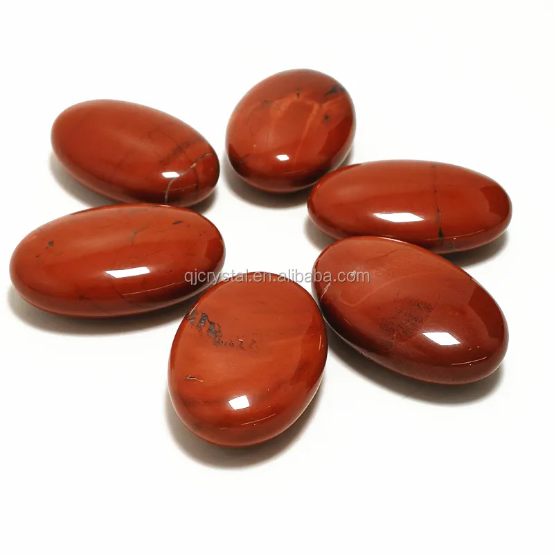 Natural polished oval red jasper stone palm stone carving red jasper palm stones